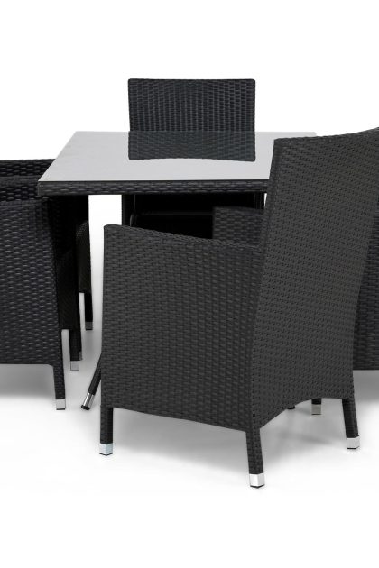 Matgrupp utomhus thor 140 + 6 thor lyx fåtölj - svart