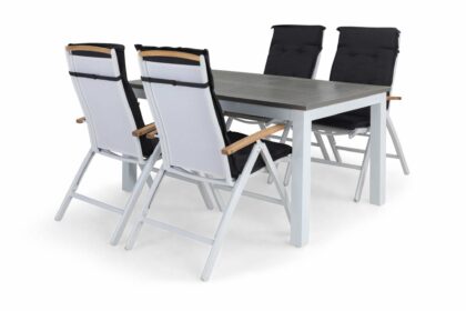 Matgrupp utomhus monaco 152-210 + 4 positionsstol lyx m dyna - vit|vit|grå