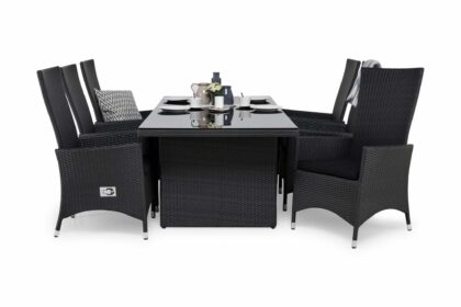 Matgrupp utomhus majestic 210 + 6 jenny ställbar fåtölj m dyna - svart|svart|svart