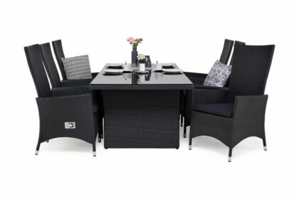 Matgrupp majestic 210 + 6 jenny ställbar fåtölj m dyna - svart|svart|grå