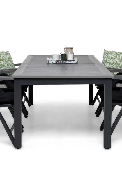 Matgrupp utomhus monaco 220-280x100 + 6 monaco positionsstol m dyna - svart|grå
