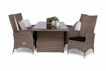 Matgrupp utomhus majestic 210 + 6 jenny ställbar fåtölj m dyna - sand|sand|svart