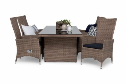 Matgrupp utomhus majestic 210 + 6 jenny ställbar fåtölj m dyna - sand|sand|grå