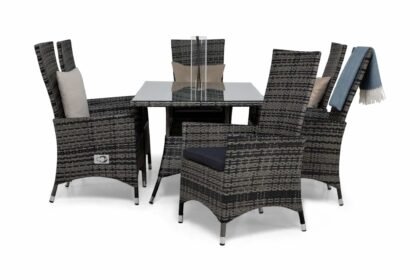 Matgrupp utomhus thor 140 + 6 jenny ställbar fåtölj m dyna - grå|grå|grå