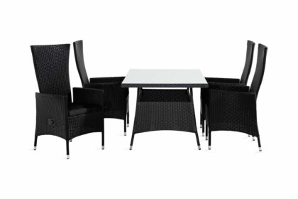 Matgrupp utomhus thor 140 + 4 jenny ställbar fåtölj m dyna - svart|svart|svart