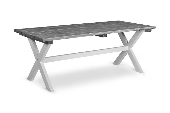 Matbord utomhus shabby chic 195x86 cm grå/vit - hillerstorp