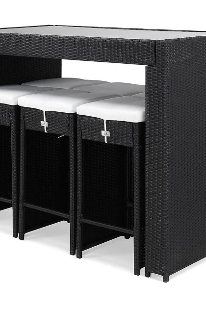 Barset utomhus bahamas med 6 barstolar - svart