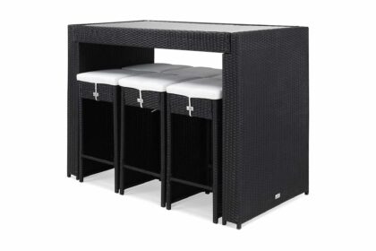 Barset utomhus bahamas med 6 barstolar - svart