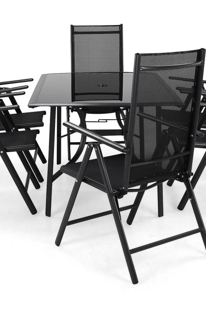 Matgrupp utomhus primavera 150x90 + 6 utestolar - svart