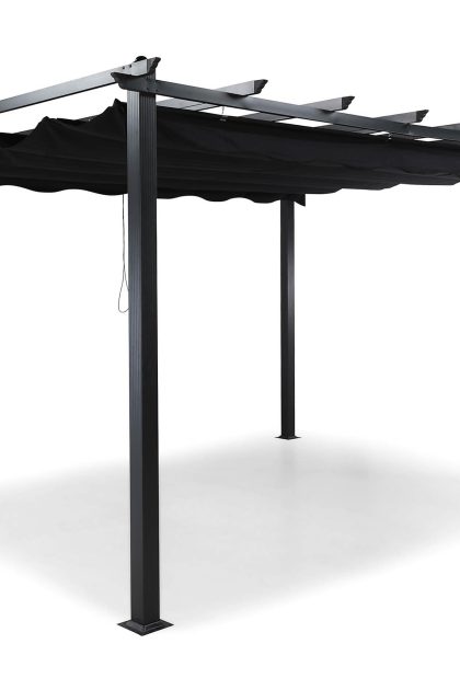 Pergola med Hopfällbart Tak - Svart