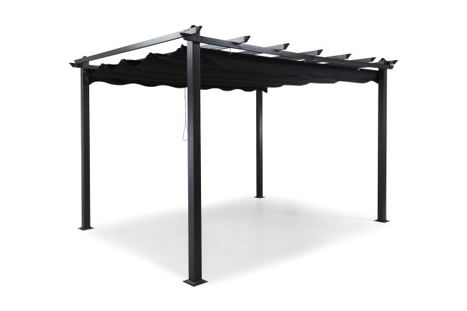 Pergola med hopfällbart tak - svart