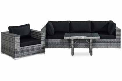Loungegrupp utomhus bahamas 4-sits - grå bord fåtölj