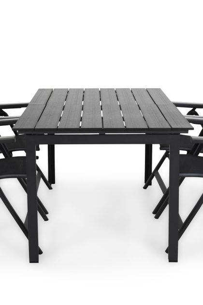 Matgrupp utomhus portland 152-210x90 + 4 monaco light positionsstol - svart|grå