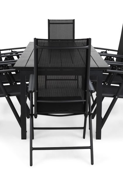 Matgrupp utomhus portland 220-280x90 + 8 maggie positionsstol - svart