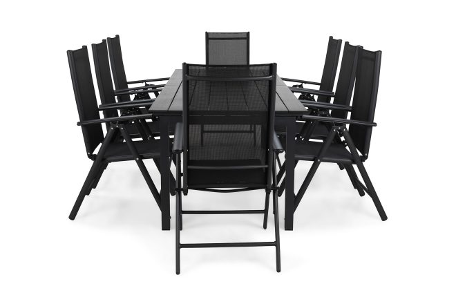 Matgrupp utomhus portland 220-280x90 + 8 maggie positionsstol - svart