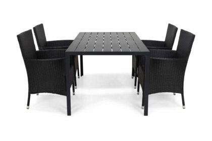 Matgrupp utomhus tunis 150 + 4 thor lyx fåtölj - svart