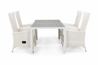 Matgrupp utomhus tunis 150 + 4 jenny ställbar fåtölj - vit|vit