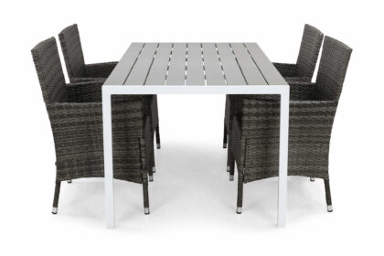 Matgrupp utomhus tunis 150 + 4 thor fåtölj - vit|grå