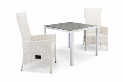 Matgrupp utomhus tunis 90 + 2 jenny ställbar fåtölj - vit|vit