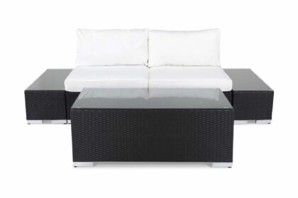 Loungegrupp utomhus bahamas 2-sits 1 bord - 2 avslut svart