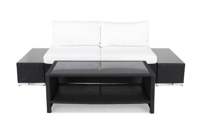 Loungegrupp utomhus bahamas 2-sits 1 bord m hylla - 2 avslut svart