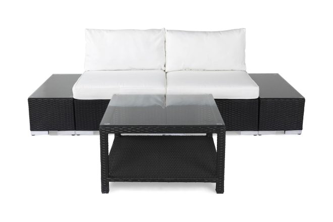 Loungegrupp utomhus bahamas 2-sits 1 bord 75x75 - 2 avslut svart