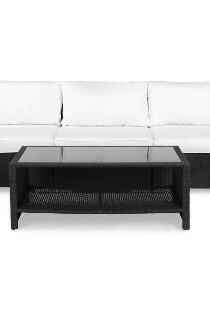 Loungegrupp Utomhus Bahamas 3-sits 1 Bord m Hylla - 2 Avslut Svart