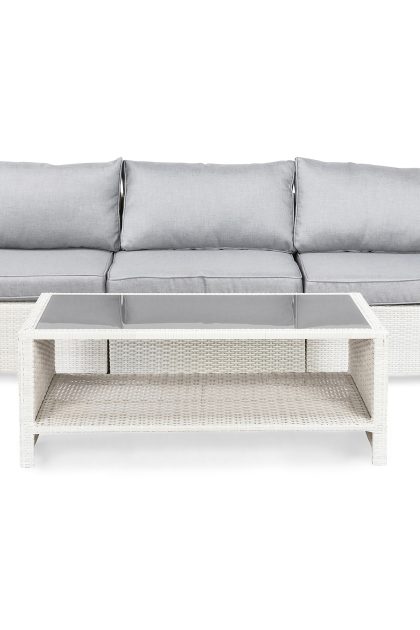 Loungegrupp utomhus bahamas 3-sits 1 bord m hylla - 2 avslut vit