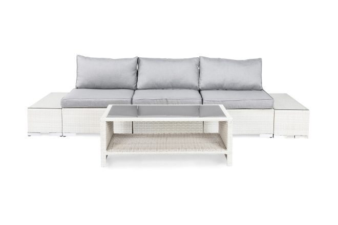 Loungegrupp utomhus bahamas 3-sits 1 bord m hylla - 2 avslut vit