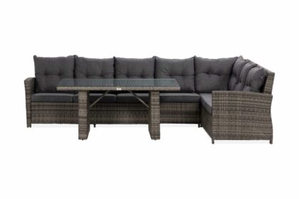 Loungegrupp utomhus james grå/glas - bord soffa vänster mittdel