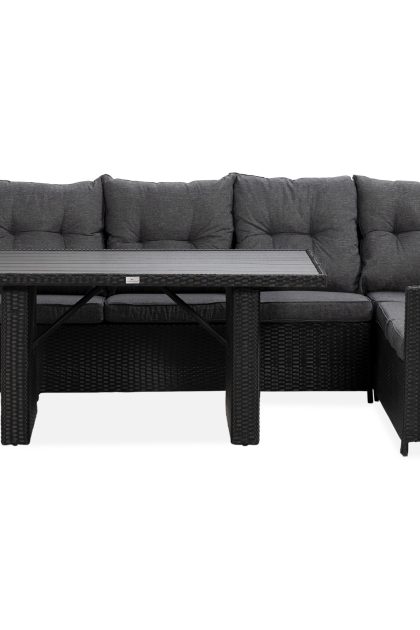 Loungegrupp utomhus james svart/aintwood - bord soffa höger mittdel