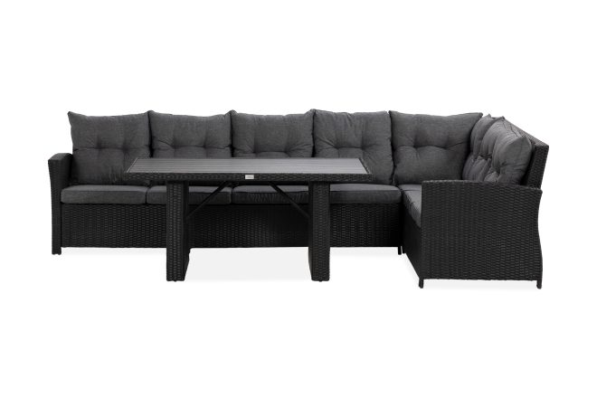 Loungegrupp utomhus james svart/aintwood - bord soffa höger mittdel