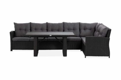 Loungegrupp utomhus james svart/aintwood - bord soffa höger mittdel