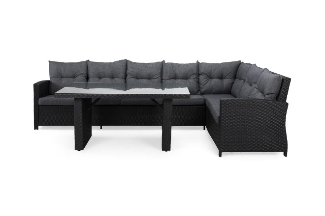 Loungegrupp Utomhus James Svart/Glas - Bord Soffa Höger Mittdel