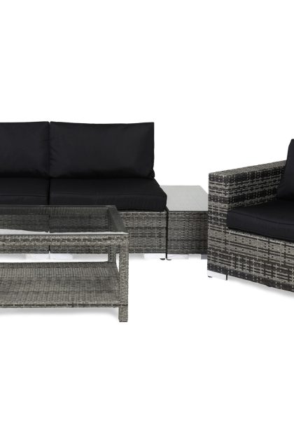 Loungegrupp utomhus bahamas 3-sits 1 bord 75x75 - 2 avslut 1 fåtölj grå