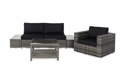 Loungegrupp utomhus bahamas 3-sits 1 bord 75x75 - 2 avslut 1 fåtölj grå