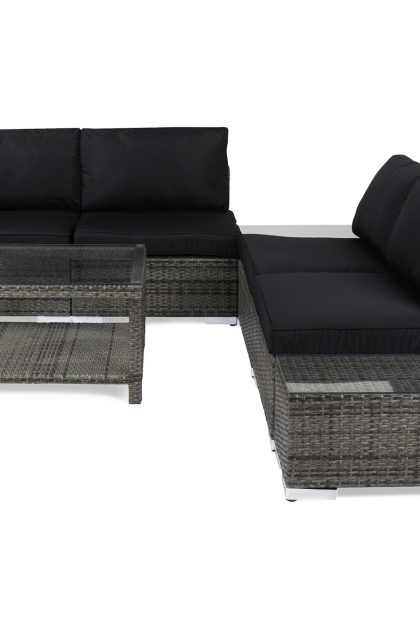 Loungegrupp utomhus bahamas 5-sits 1 bord 75x75 - 1 divan 2 avslut grå