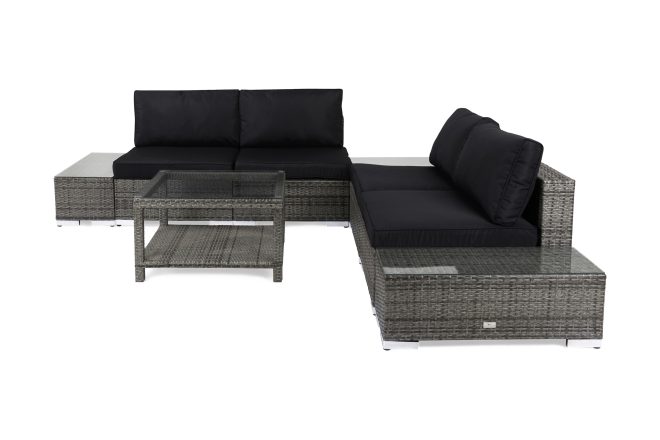 Loungegrupp utomhus bahamas 5-sits 1 bord 75x75 - 1 divan 2 avslut grå