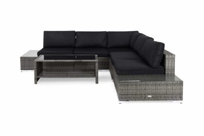 Loungegrupp utomhus bahamas 5-sits 1 bord m hylla - 2 avslut grå