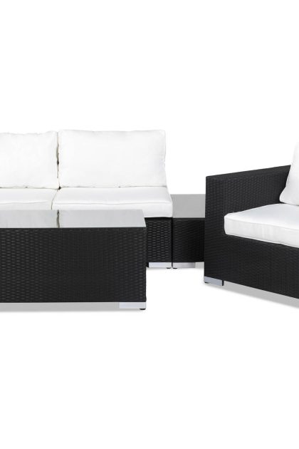 Loungegrupp utomhus bahamas 3-sits 1 bord - 2 avslut 1 fåtölj svart