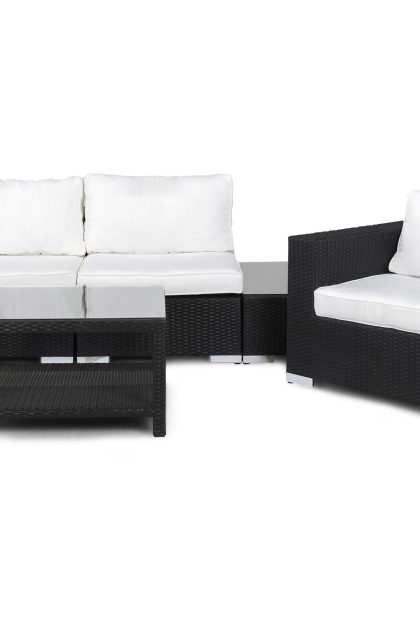 Loungegrupp utomhus bahamas 3-sits 1 bord 75x75 - 2 avslut 1 fåtölj svart