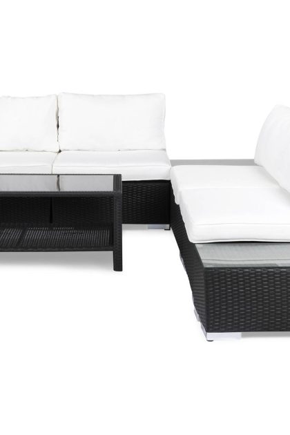 Loungegrupp utomhus bahamas 5-sits 1 bord m hylla - 1 divan 2 avslut svart