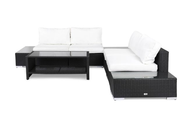 Loungegrupp utomhus bahamas 5-sits 1 bord m hylla - 1 divan 2 avslut svart