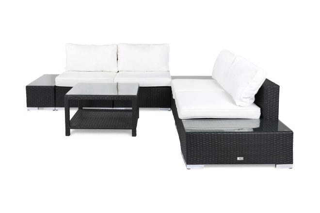 Loungegrupp utomhus bahamas 5-sits 1 bord 75x75 - 1 divan 2 avslut svart
