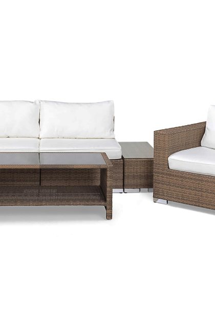 Loungegrupp utomhus bahamas 3-sits 1 bord m hylla - 2 avslut 1 fåtölj sand