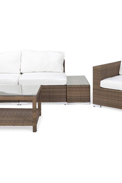 Loungegrupp utomhus bahamas 3-sits 1 bord 75x75 - 2 avslut 1 fåtölj sand