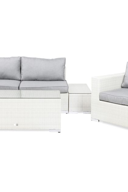 Loungegrupp utomhus bahamas 3-sits 1 bord - 2 avslut 1 fåtölj vit