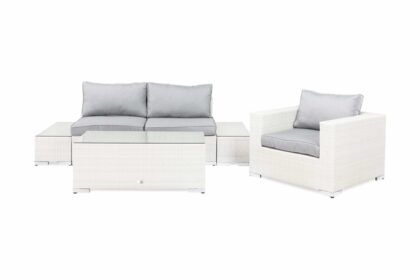 Loungegrupp utomhus bahamas 3-sits 1 bord - 2 avslut 1 fåtölj vit