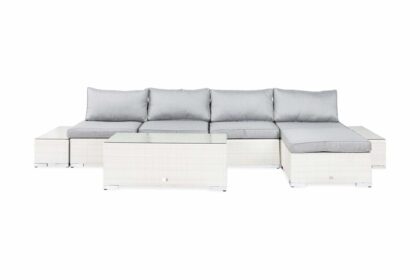Loungegrupp utomhus bahamas 5-sits 1 bord - 2 avslut 1 divan vit