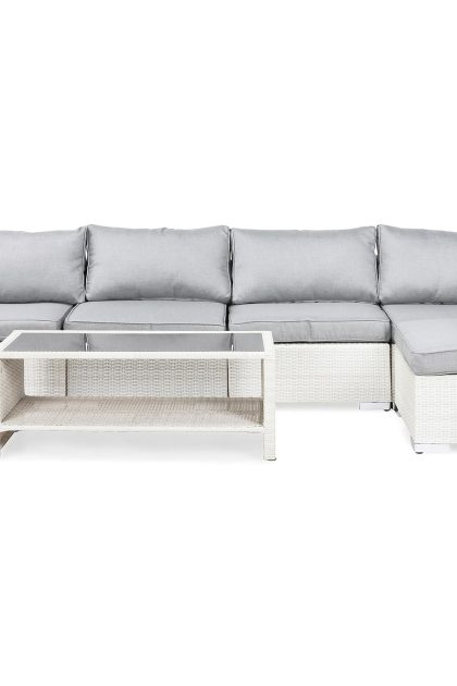 Loungegrupp utomhus bahamas 5-sits 1 bord m hylla - 2 avslut 1 divan vit